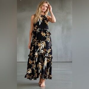 NWT Free People Endless Summer ANITA Maxi Dress Color Black Combo Sz M